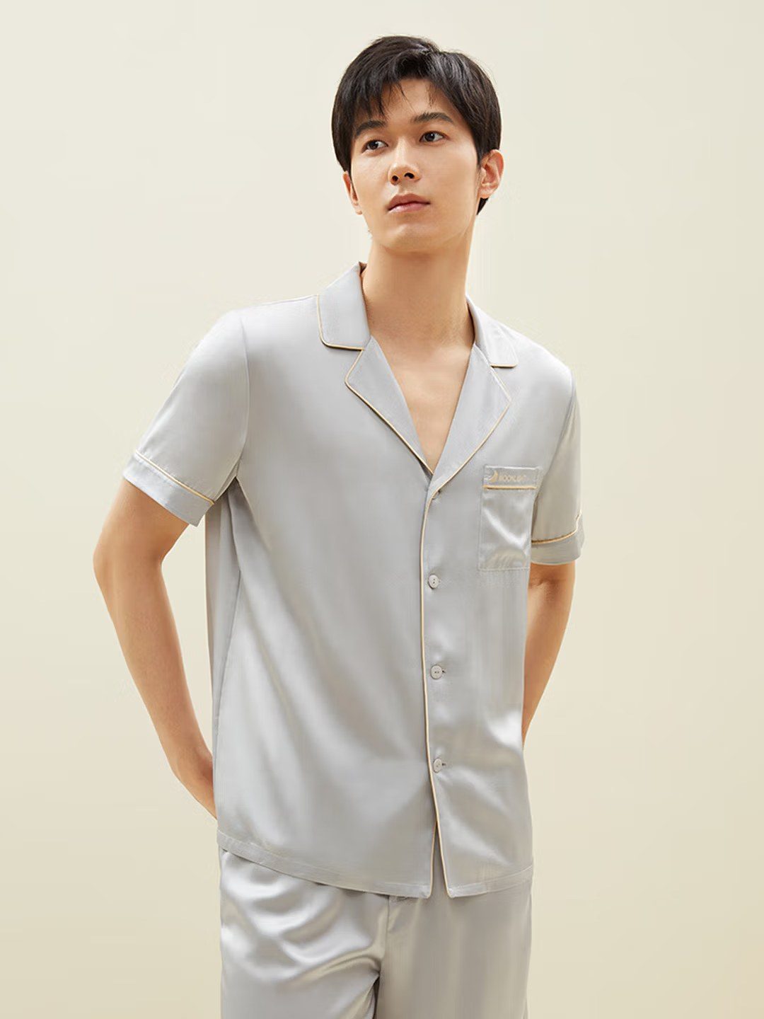 Men's silk pajama set, short sleeve summer - Men's Silk Pajamas Wholesale wholesale from a China silk factory